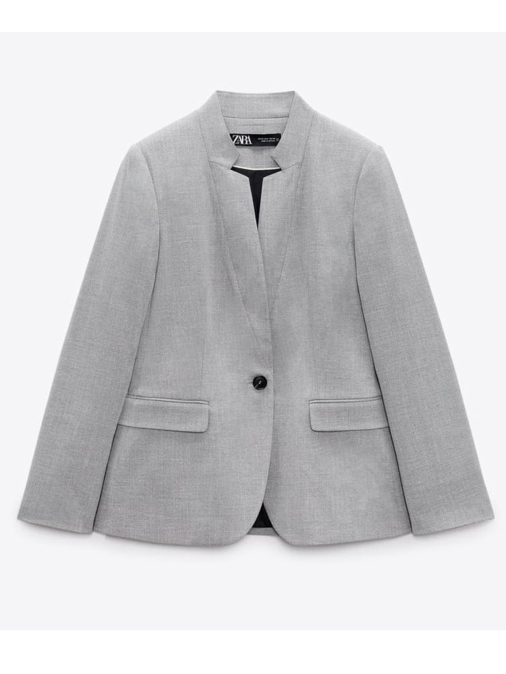 Zara Light Gray Single-Button Basic Blazer Size 8